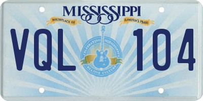 MS license plate VQL104