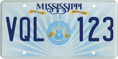 MS license plate VQL123
