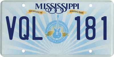 MS license plate VQL181