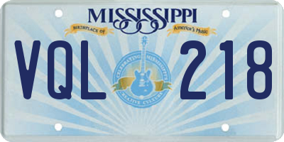MS license plate VQL218