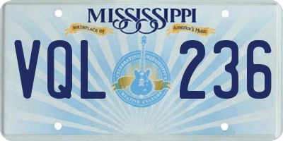 MS license plate VQL236