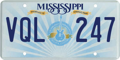MS license plate VQL247