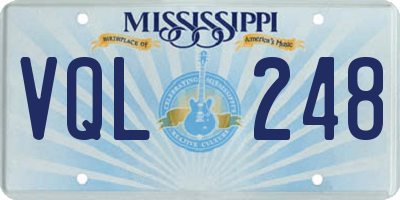 MS license plate VQL248