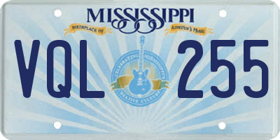MS license plate VQL255