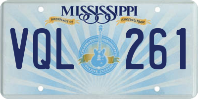 MS license plate VQL261