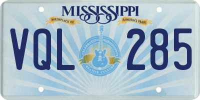 MS license plate VQL285