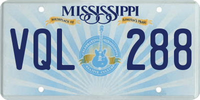 MS license plate VQL288