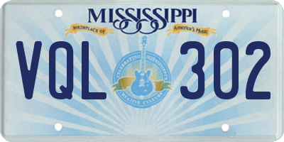 MS license plate VQL302