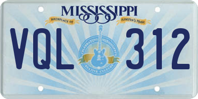 MS license plate VQL312