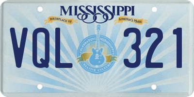 MS license plate VQL321