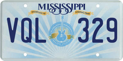 MS license plate VQL329