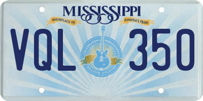 MS license plate VQL350