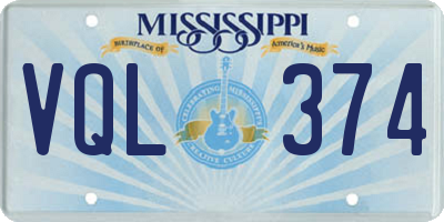 MS license plate VQL374