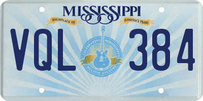 MS license plate VQL384