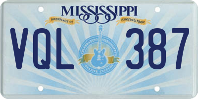 MS license plate VQL387