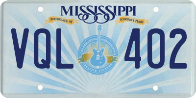 MS license plate VQL402