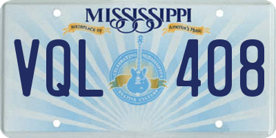 MS license plate VQL408