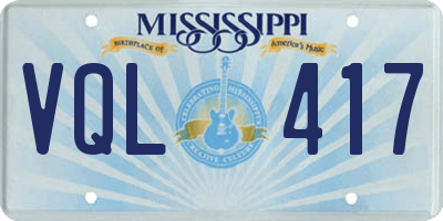 MS license plate VQL417
