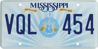 MS license plate VQL454