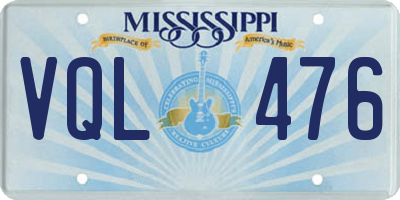 MS license plate VQL476