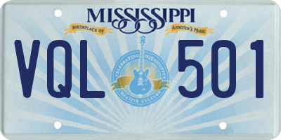 MS license plate VQL501