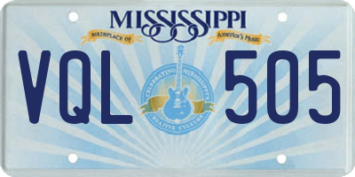 MS license plate VQL505
