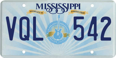 MS license plate VQL542