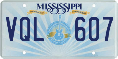 MS license plate VQL607