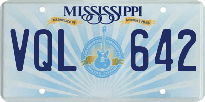 MS license plate VQL642