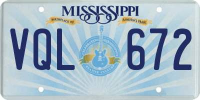 MS license plate VQL672