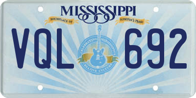 MS license plate VQL692