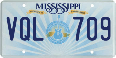 MS license plate VQL709