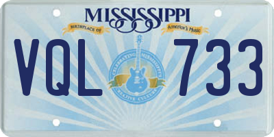 MS license plate VQL733