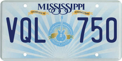 MS license plate VQL750