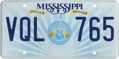 MS license plate VQL765