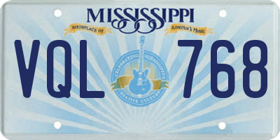 MS license plate VQL768