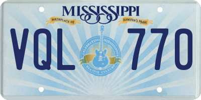 MS license plate VQL770