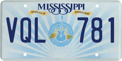 MS license plate VQL781