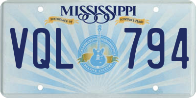 MS license plate VQL794