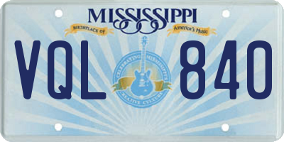 MS license plate VQL840