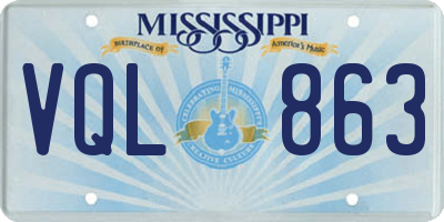 MS license plate VQL863
