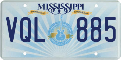 MS license plate VQL885