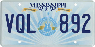MS license plate VQL892