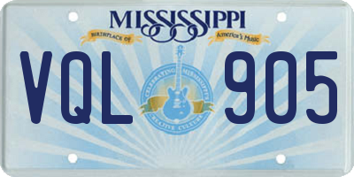 MS license plate VQL905