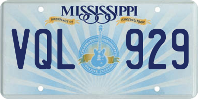 MS license plate VQL929