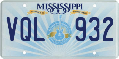 MS license plate VQL932