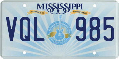 MS license plate VQL985