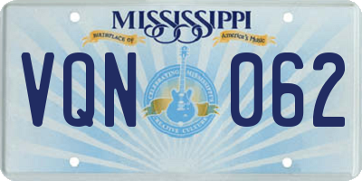 MS license plate VQN062