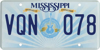 MS license plate VQN078