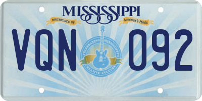 MS license plate VQN092